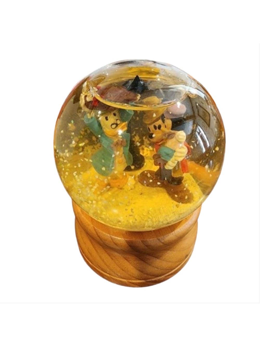 VTG 80s Disney Mickey Donald Musical Christmas Snow Globe